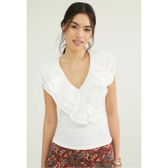 Anthropologie Tops - Anthropologie Porridge Jodi Ruffled Eyelet Top NWT Size XL